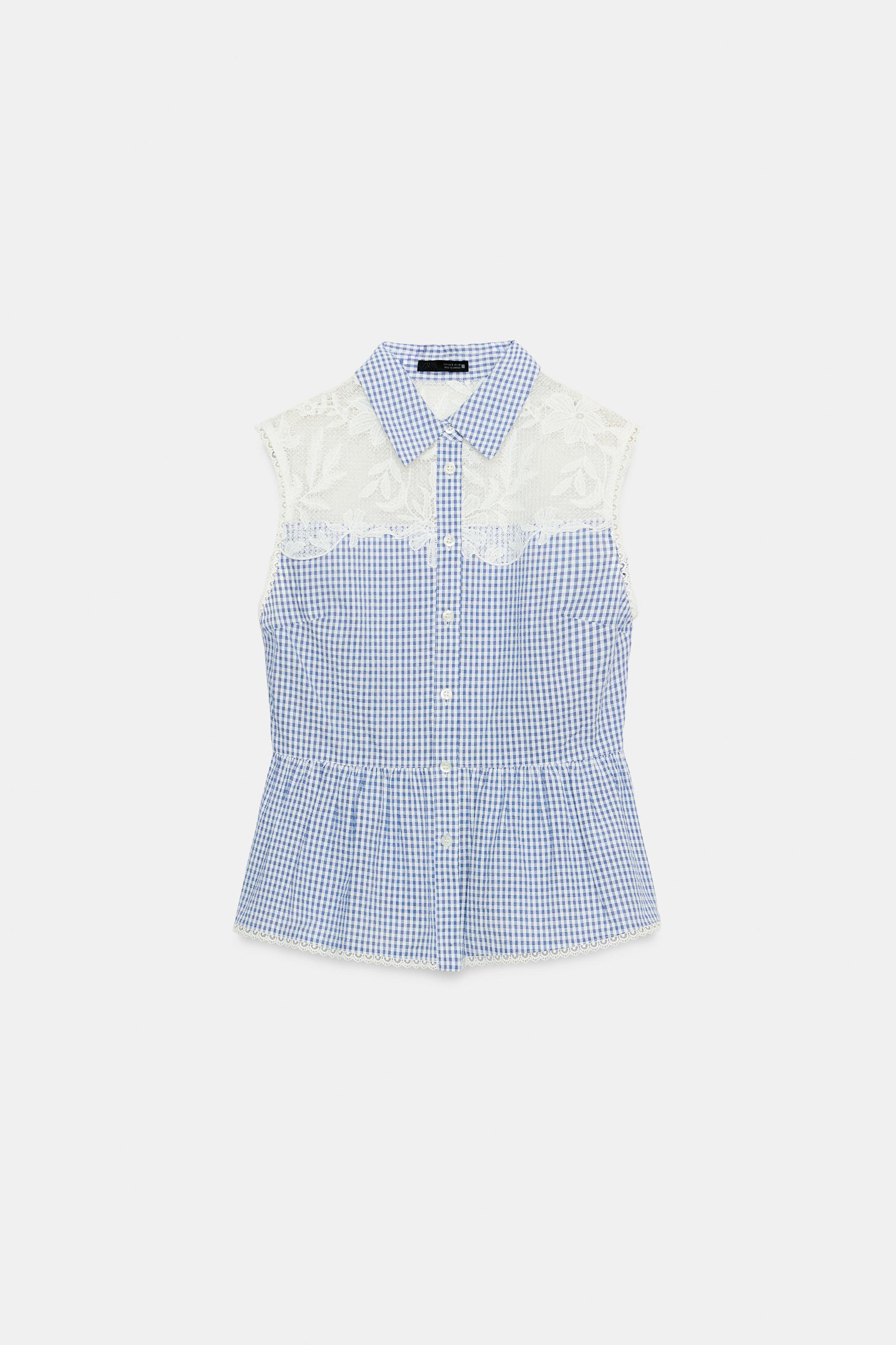 COMBINATION GINGHAM BLOUSE